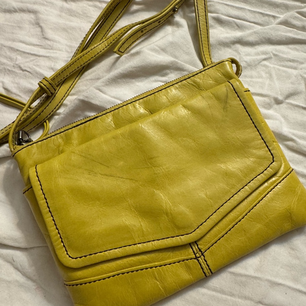 HOBO Yellow Leather Crossbody Bag Soft Slouchy Adjustable Strap